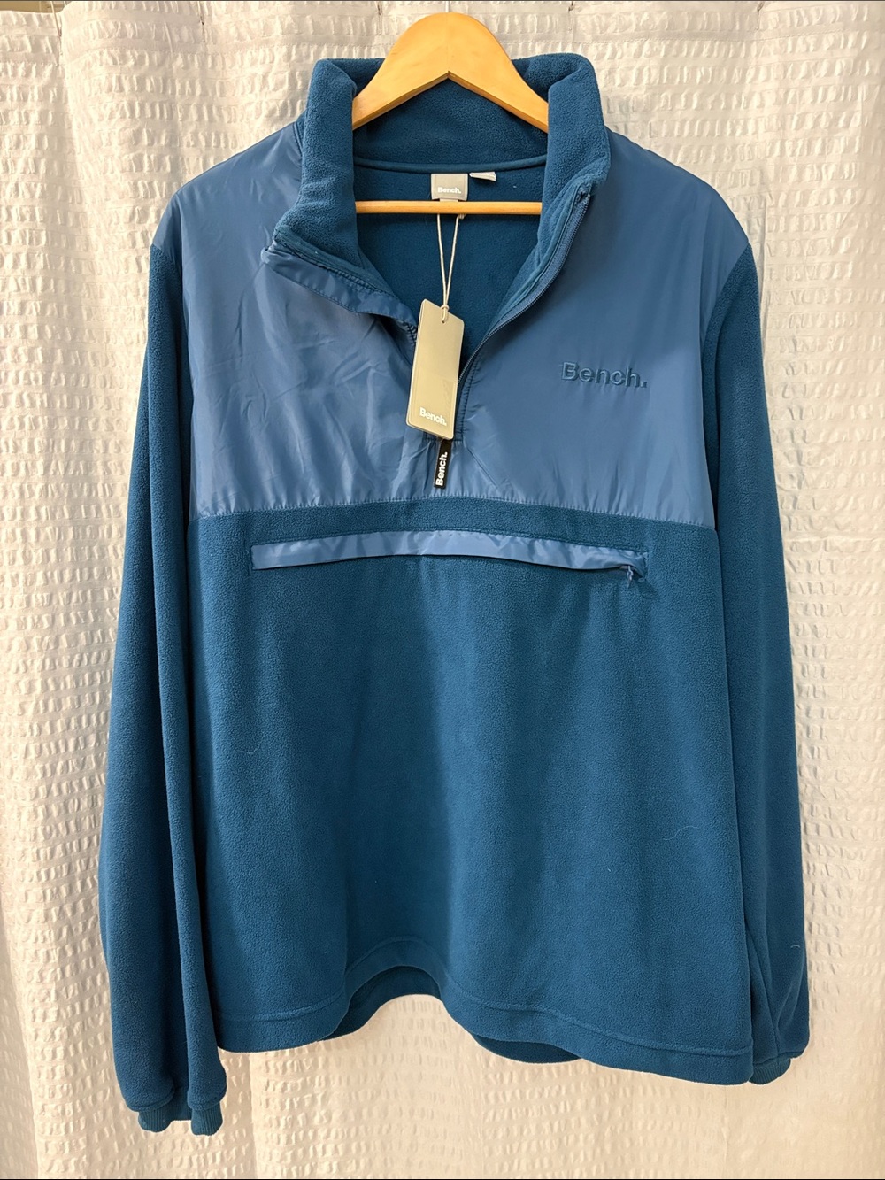 NWT 🔥 Bench Men's Teal Half-Zip Fleece Pullover